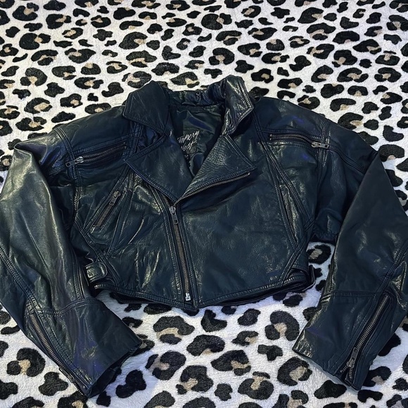 VINTAGE Tannery West cropped leather jacket - Picture 1 of 5